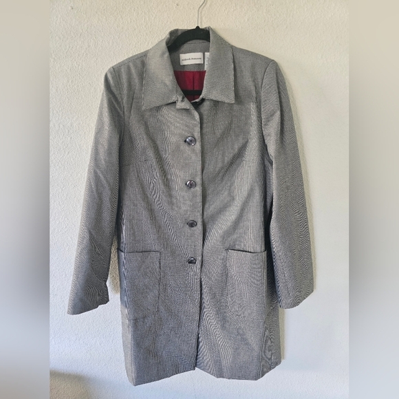 Alfred Dunner Long Blazer Women Sz 8 Gray Four Button Pockets Padded Career - Picture 2 of 10